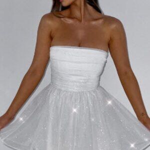 White Sparkly Mini Dress - Get Away Dress